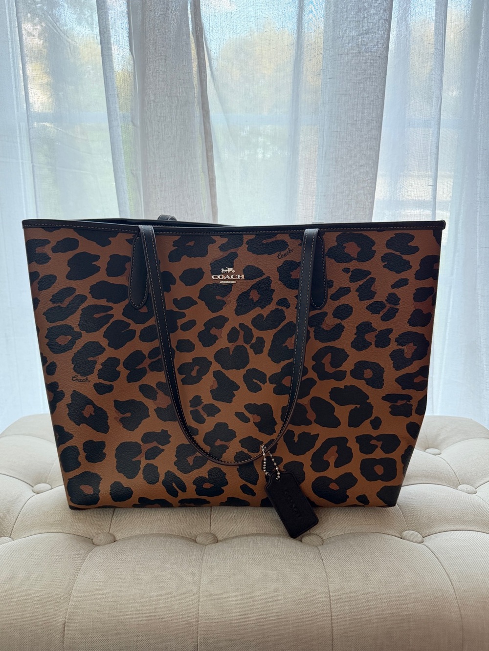 COACH Leopard-Print Tote in Brown and Black